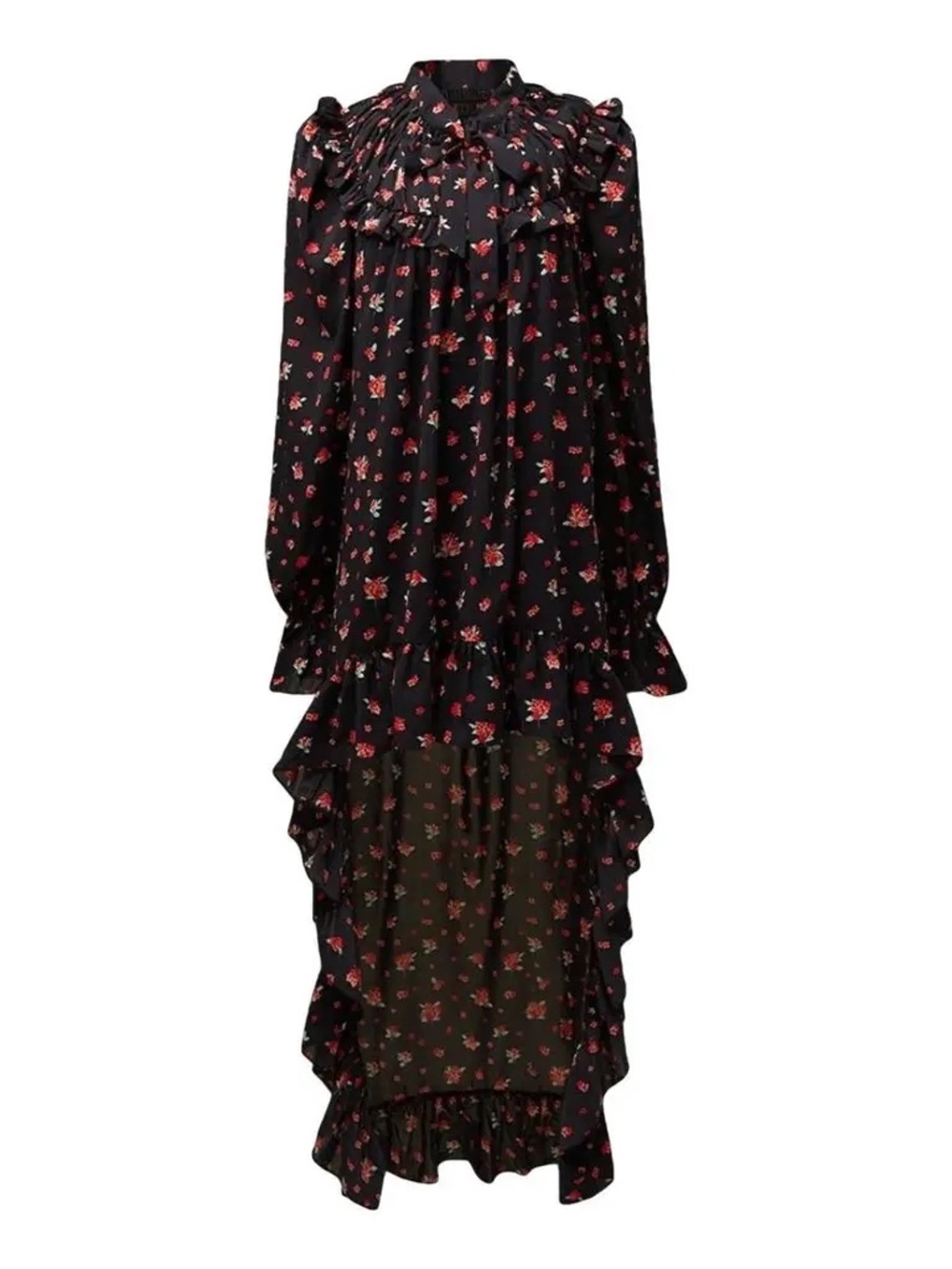 WEWOREWHAT Polka Dot Floral High Low Dress Black Floral XL - Picture 4 of 9